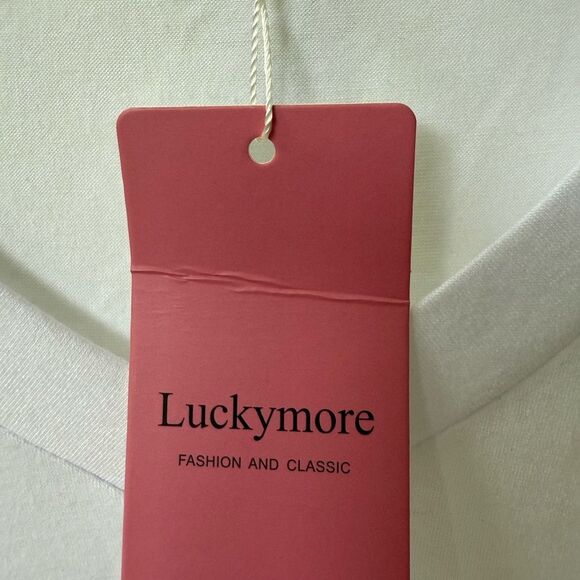 Lucky more White V-Neck Short Sleeve Tee. Size L. NWT - Picture 3 of 4